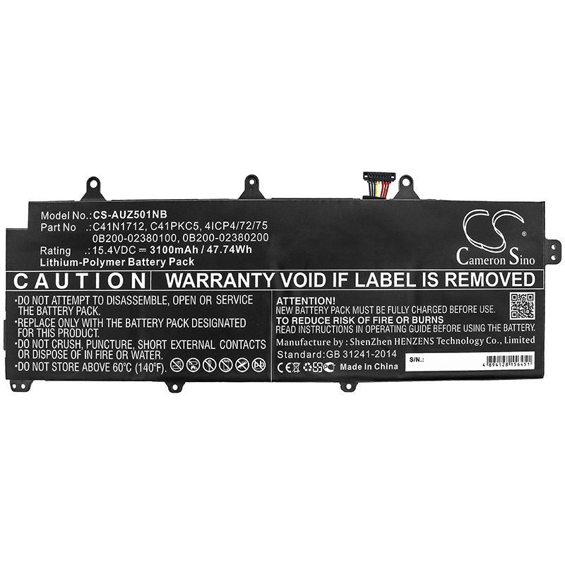 Li-Polymer Battery fits Asus, Gx501, Gx501g 15.4V, 3100mAh Notebook & Laptop Cameron Sino Technology Limited