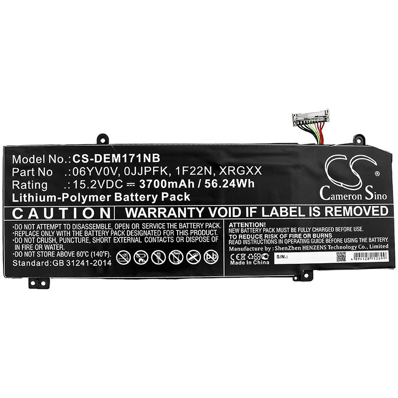 Li-Polymer Battery fits Dell, Alienware 2018 Orion M15, Alienware Alw15m-d1735r 15.2V, 3700mAh Notebook & Laptop Cameron Sino Technology Limited