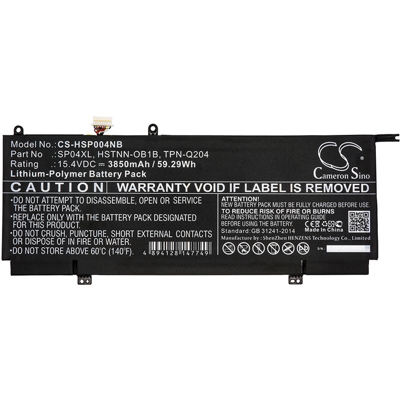 Li-Polymer Battery fits Hp, Pectre X360 13-ap0044tu, Spectre X360 13-ap0000na 15.4V, 3850mAh Notebook & Laptop Cameron Sino Technology Limited