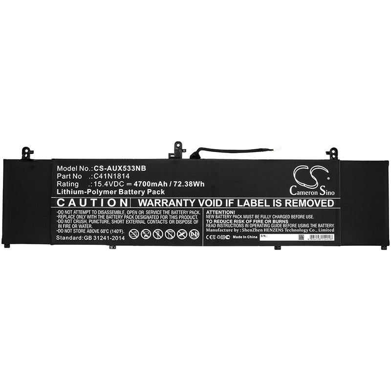 Li-Polymer Battery fits Asus, Bx533fd, Rx533 15.4V, 4700mAh Notebook & Laptop Cameron Sino Technology Limited