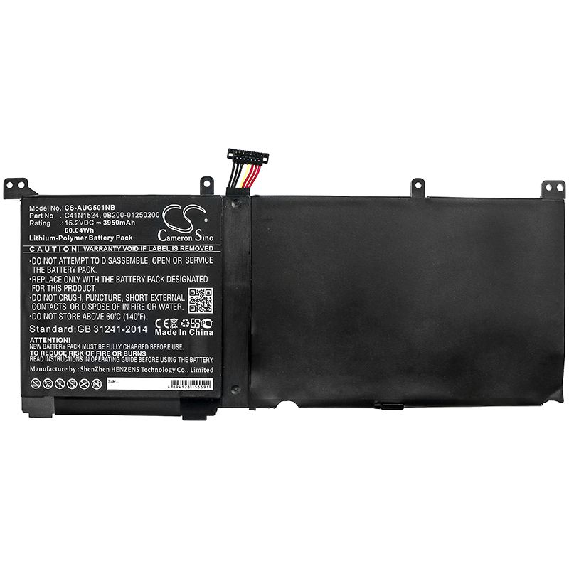 Li-Polymer Battery fits Asus, N501vw-2b, Rog G501vw 15.2V, 3950mAh Notebook & Laptop Cameron Sino Technology Limited