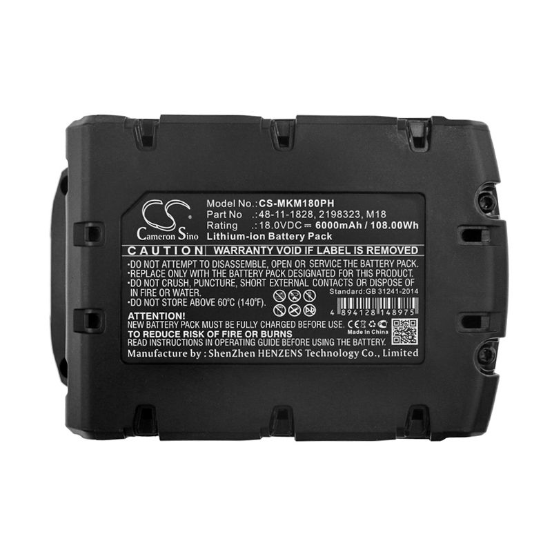 Li-ion Battery fits Milwaukee, 0880-20, 2601 18.0V, 6000mAh Power Tools Cameron Sino Technology Limited