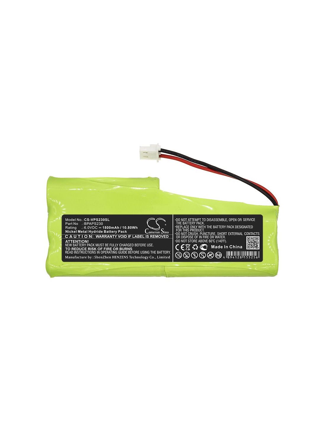 Ni-MH Battery fits Velleman, Aps230 6.0V, 1800mAh Equipment & Survey & Test Cameron Sino Technology Limited