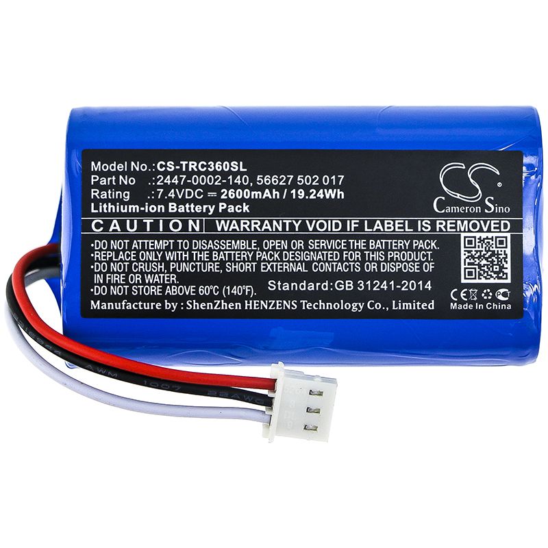 Li-ion Battery fits Trilithic, 360 Dsp, E-400 7.4V, 2600mAh Equipment & Survey & Test Cameron Sino Technology Limited