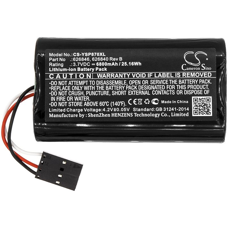 Li-ion Battery fits Ysi, 626870-1, 626870-2 3.7V, 6800mAh Equipment & Survey & Test Cameron Sino Technology Limited