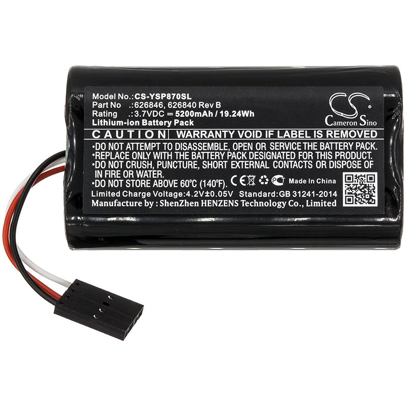 Li-ion Battery fits Ysi, 626870-1, 626870-2 3.7V, 5200mAh Equipment & Survey & Test Cameron Sino Technology Limited