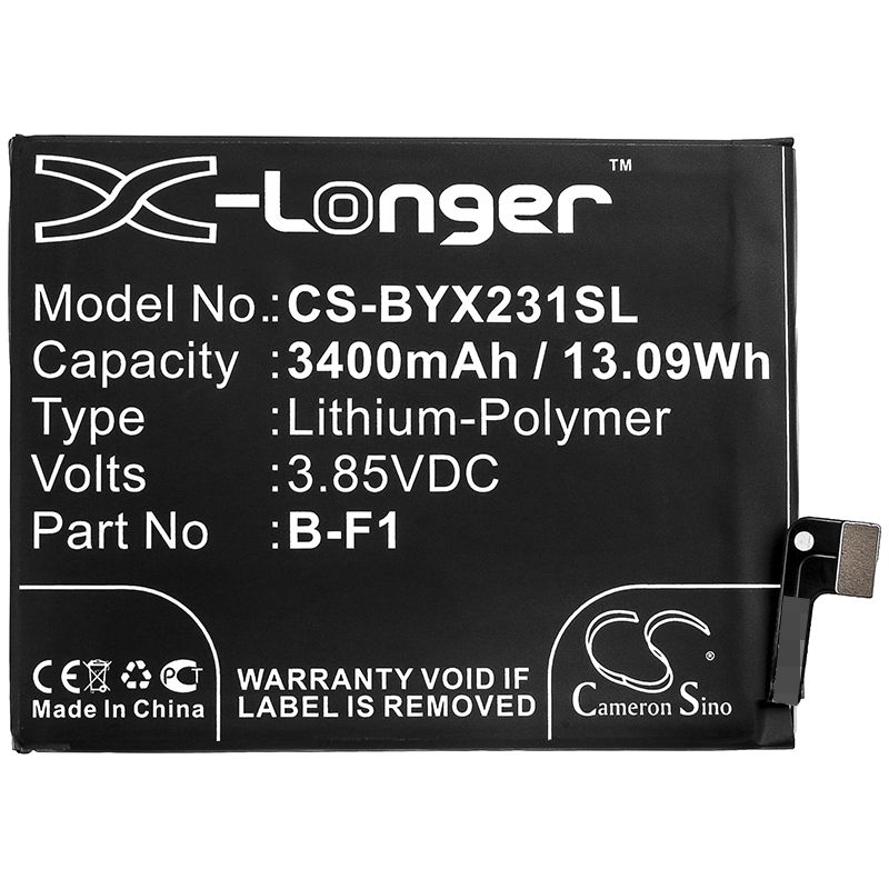 Li-Polymer Battery fits Vivo, V1816, V1816a 3.85V, 3400mAh Mobile & SmartPhone Cameron Sino Technology Limited
