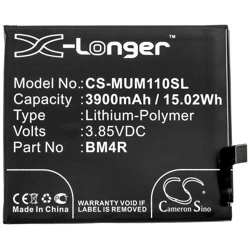 Li-Polymer Battery fits Xiaomi, M2002j9e, M2002j9g 3.85V, 3900mAh Mobile & SmartPhone Cameron Sino Technology Limited