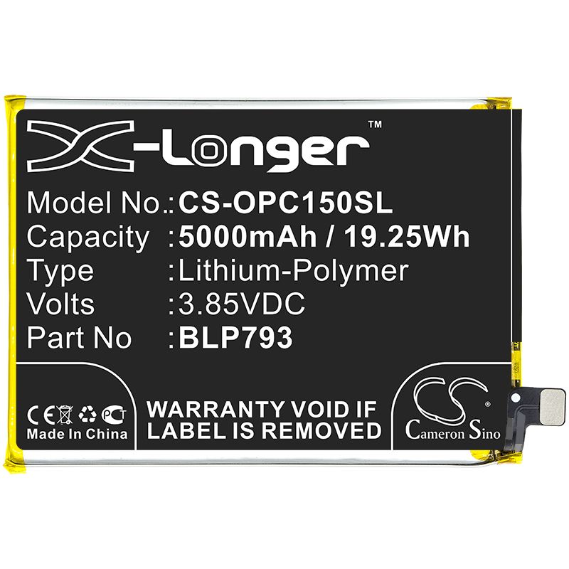 Li-Polymer Battery fits Oppo, Realme C12, Realme C15 3.85V, 5850mAh Mobile & SmartPhone Cameron Sino Technology Limited