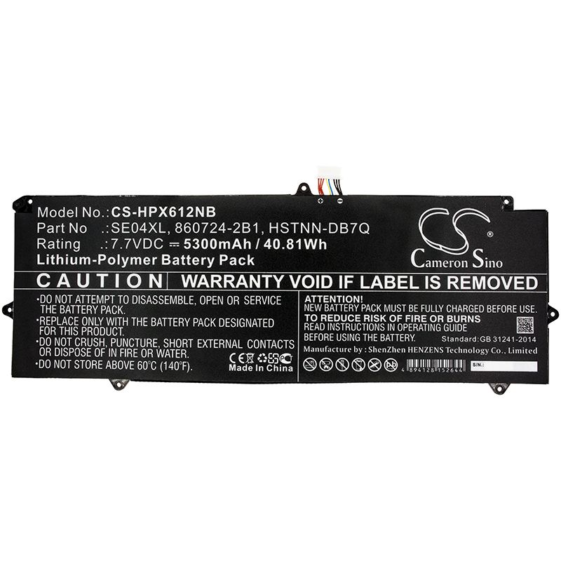 Li-polymer Battery Fits Hp, Pro Tablet X2 612 G2, Pro Tablet X2 612 G2(1dt63aw) 7.7v, 5300mah Notebook & Laptop Cameron Sino Technology Limited