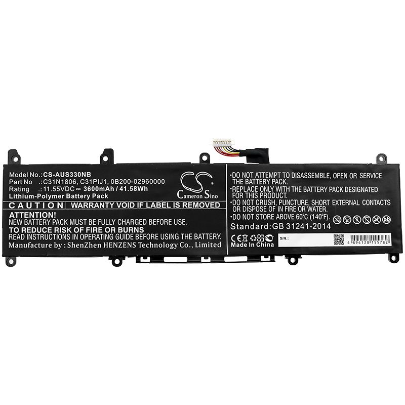 Li-Polymer Battery fits Asus, Adol 13, Adol 13fa 11.55V, 3600mAh Notebook & Laptop Cameron Sino Technology Limited