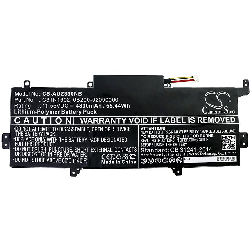 Li-Polymer Battery fits Asus, Ux330ua, Ux330ua-1a 11.55V, 4800mAh Notebook & Laptop Cameron Sino Technology Limited