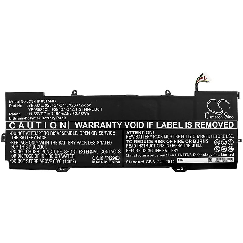 Li-Polymer Battery fits Hp, Spectre X360 15-ch000na, Spectre X360 15-ch000nb 11.55V, 7150mAh Notebook & Laptop Cameron Sino Technology Limited
