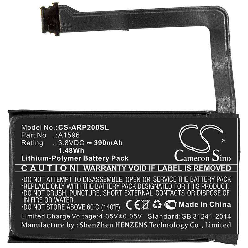 Li-Polymer Battery fits Apple, A1596 3.8V, 390mAh Wireless Headset Cameron Sino Technology Limited