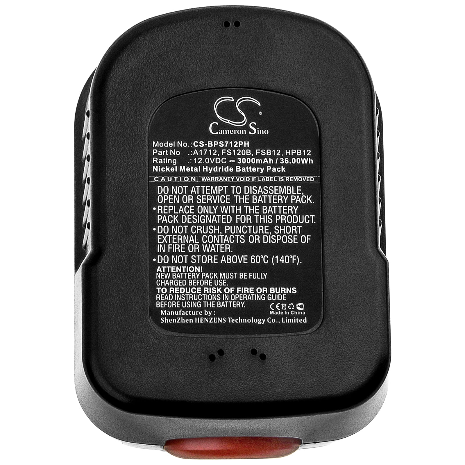 Ni-MH Battery fits Black & Decker, A12, A12ex, A12-xj, A1712, B-8315, Bd1204l, Bd-1204l, Bpt1047, Fs120b, Fs120bx, Fsb12, Hpb12, Power Tools Cameron Sino Technology Limited