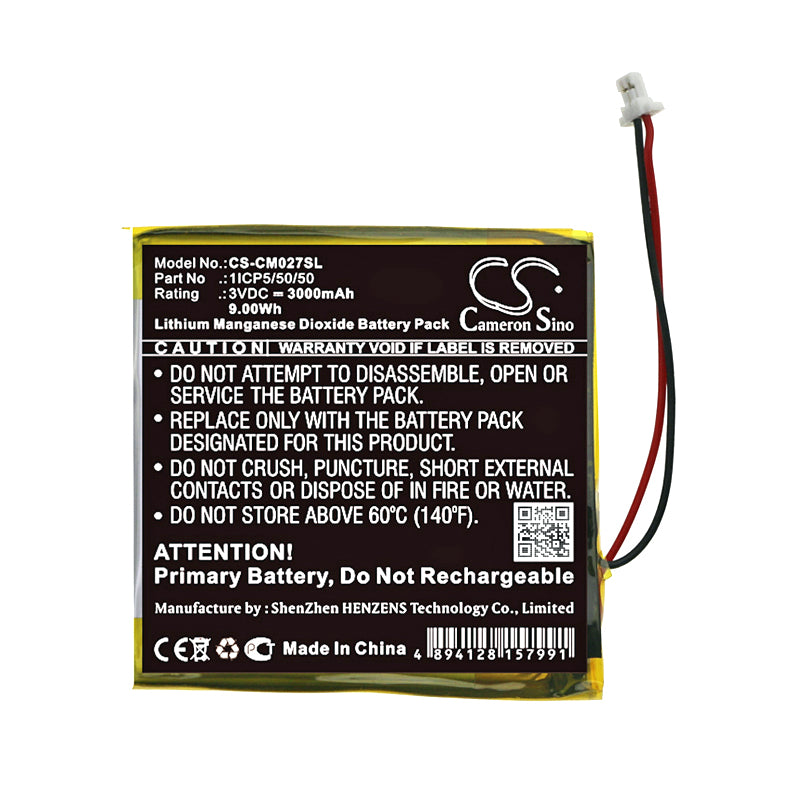 Li-MnO2 Battery fits Custom Battery Pack, 1icp5/50/50, Lithium-manganese Dioxide Battery, Non-rechargeable 3V, 3000mAh Battery Pack Cameron Sino Technology Limited