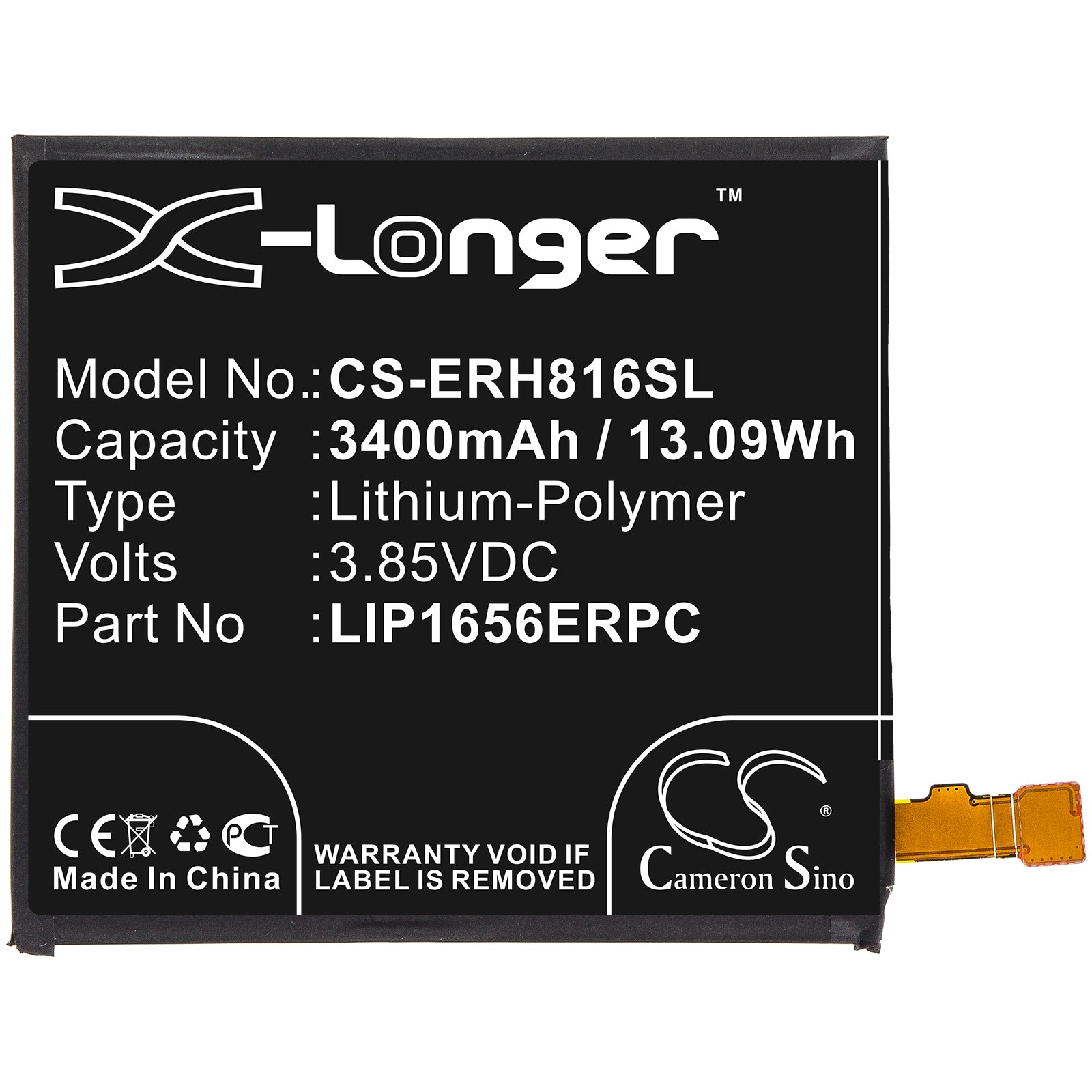 Li-Polymer Battery fits Sony, 1310-1690, Lip1656erpc 3.85V, 3400mAh Mobile & SmartPhone Cameron Sino Technology Limited
