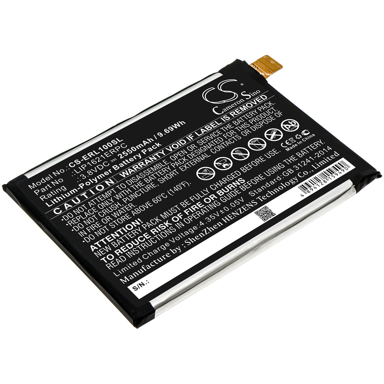 Li-Polymer Battery fits Sony, Lip1621erpc 3.8V, 2550mAh Mobile & SmartPhone Cameron Sino Technology Limited