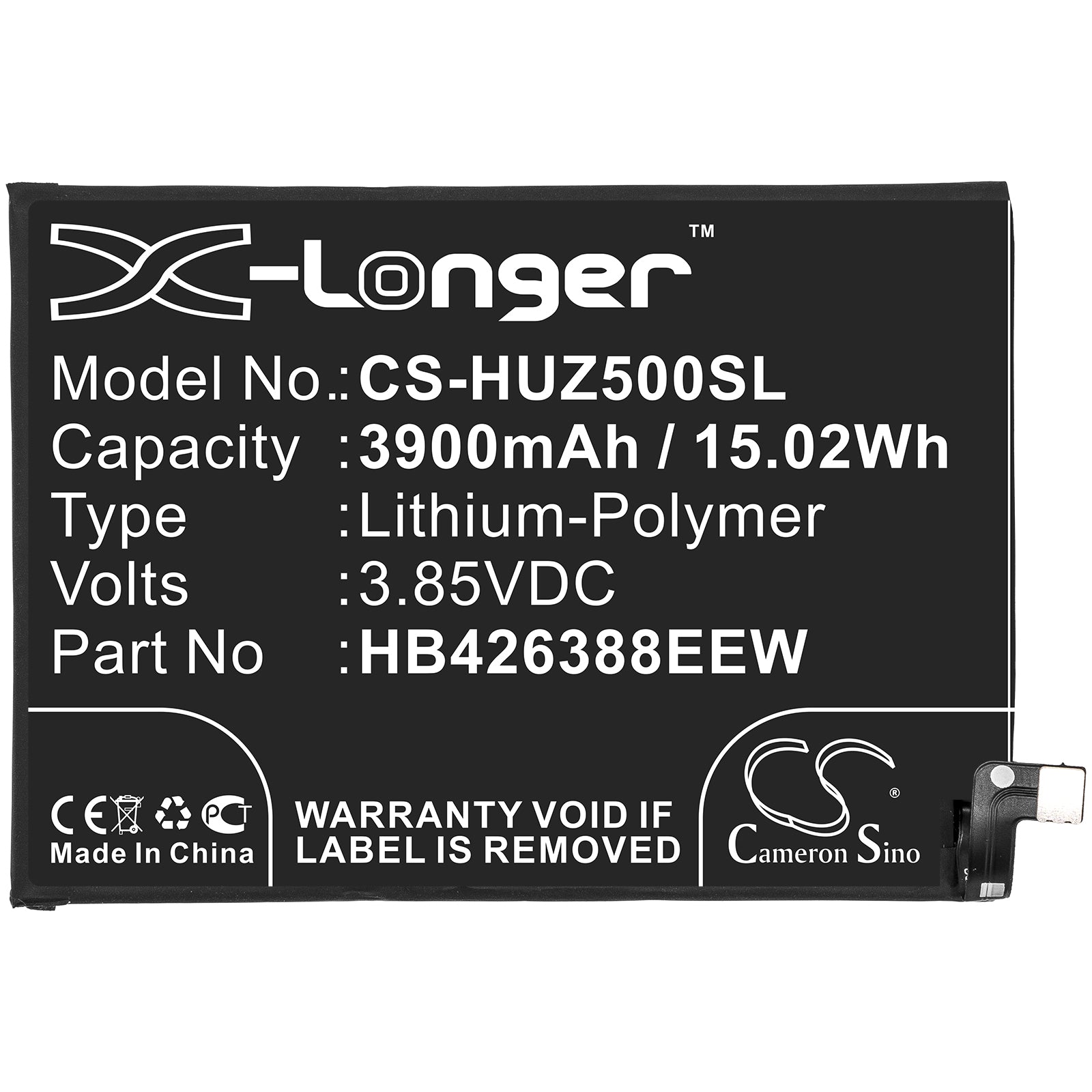 Li-Polymer Battery fits Huawei, Hb426388eew 3.85V, 3900mAh Mobile & SmartPhone Cameron Sino Technology Limited
