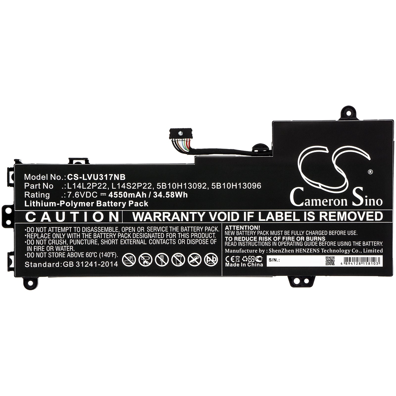 Li-Polymer Battery fits Lenovo, 5b10h13092, 5b10h13096, 5b10h17229, 5b10h17230, 5b10k10175, 5b10k10178, 5b10k10219, 5b10k10222, Notebook & Laptop Cameron Sino Technology Limited