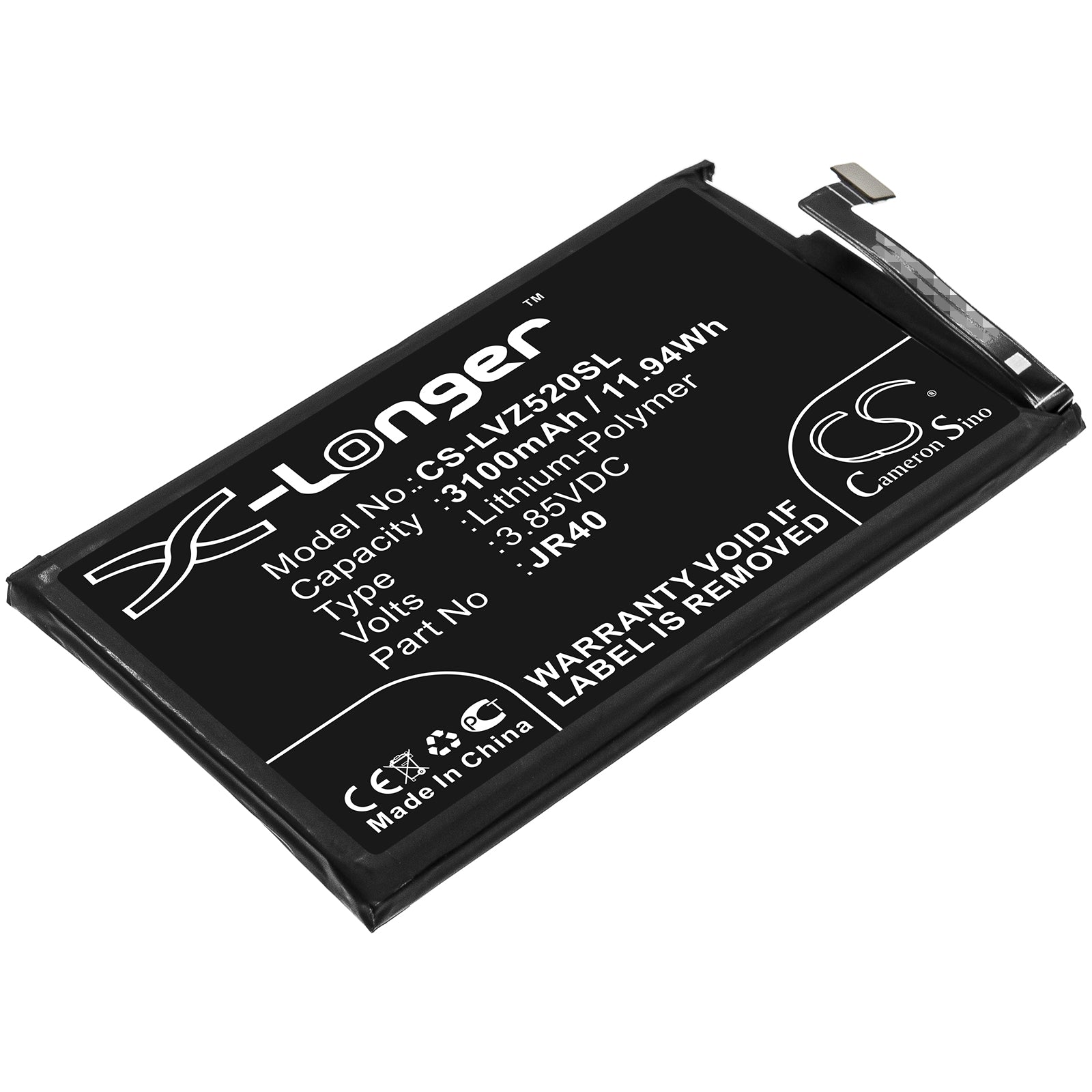 Li-Polymer Battery fits Lenovo, Jr40 3.85V, 3100mAh Mobile & SmartPhone Cameron Sino Technology Limited