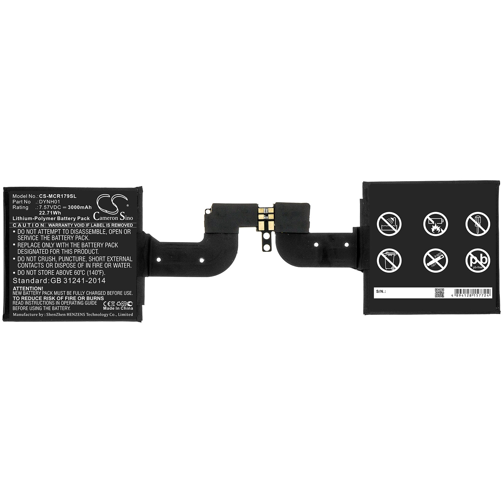 Li-Polymer Battery fits Microsoft, Dynh01 7.57V, 3000mAh Tablet Cameron Sino Technology Limited