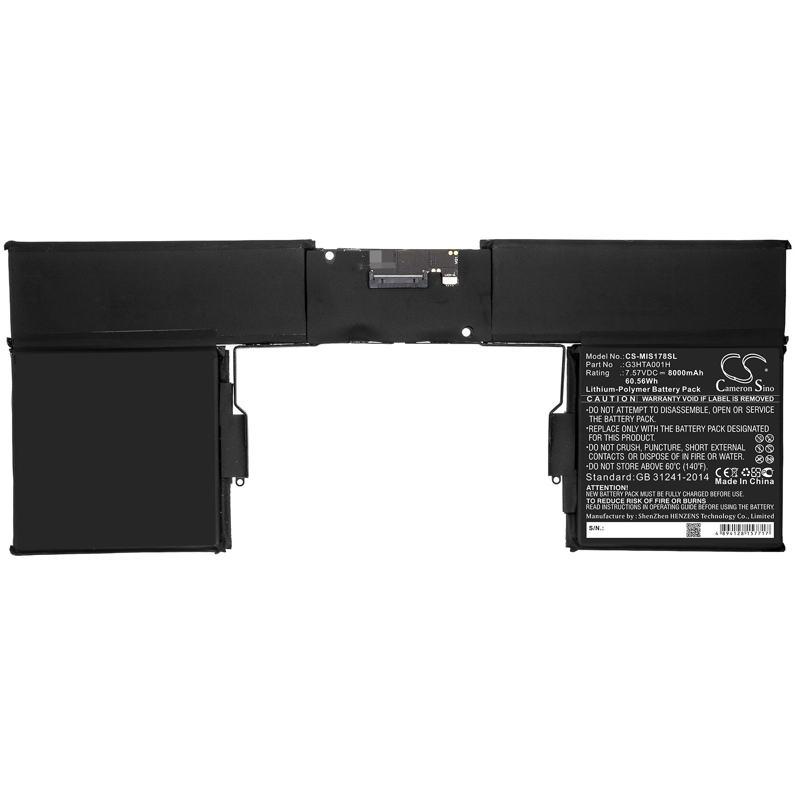 Li-Polymer Battery fits Microsoft, G3hta001h 7.57V, 8000mAh Tablet Cameron Sino Technology Limited