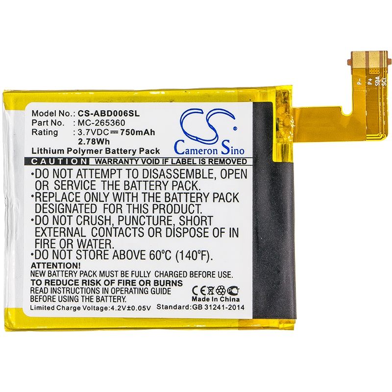 Li-polymer Battery Fits Amazon, D01100, Kindle 4, Kindle 4g 3.7v, 750mah E-book & E-reader Cameron Sino Technology Limited