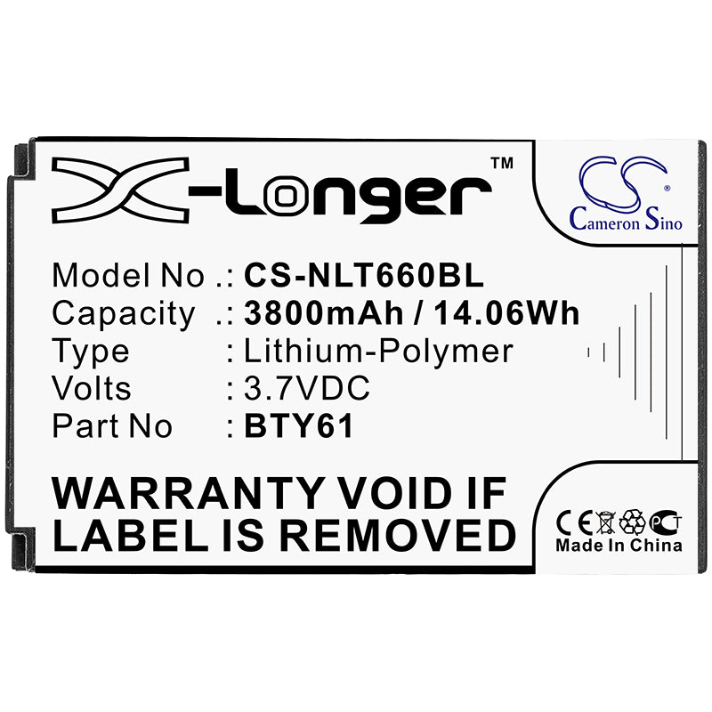 Li-Polymer Battery fits Newland, Bty61 3.7V, 3800mAh Business Cameron Sino Technology Limited
