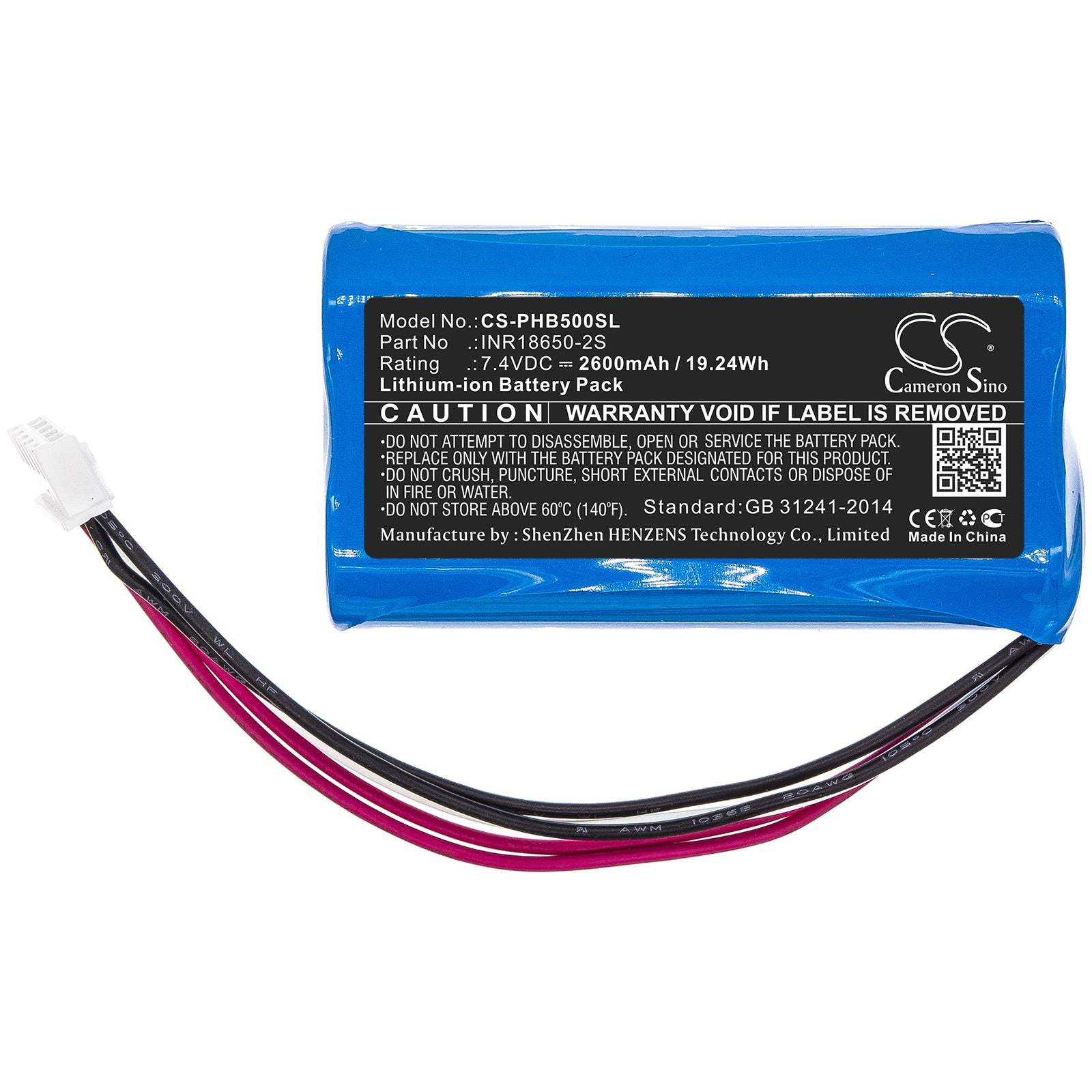 Li-ion Speaker Battery fits Philips, Inr18650-2s 7.4V, 2600mAh Speaker Cameron Sino Technology Limited