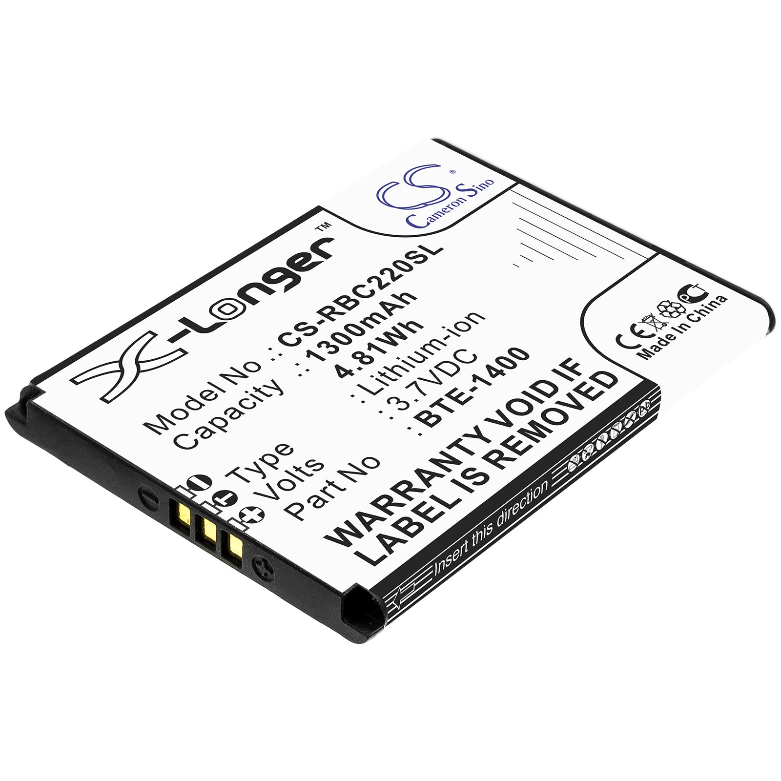 Li-ion Battery fits Orbic, Bte-1400 3.7V, 1300mAh Mobile & SmartPhone Cameron Sino Technology Limited