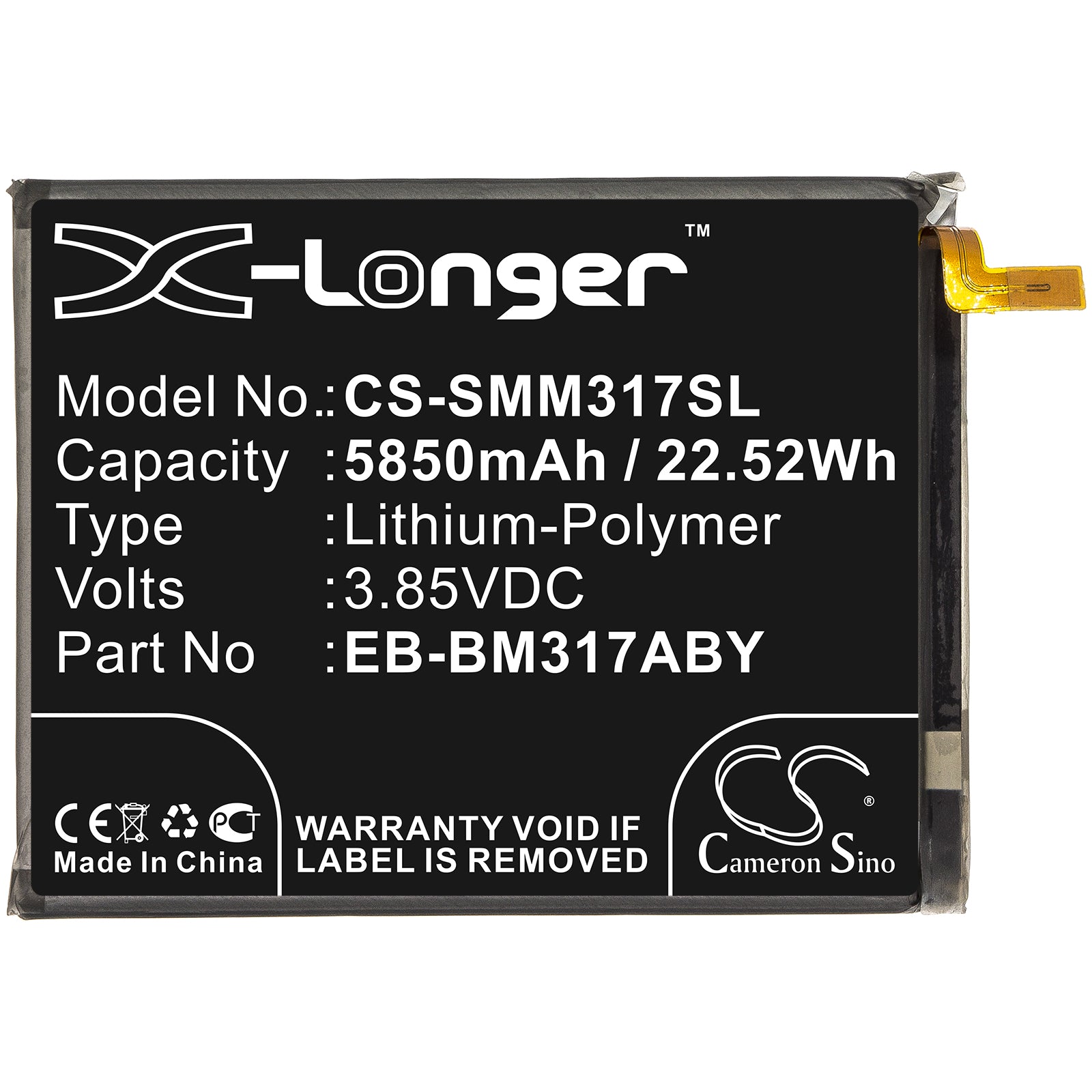 Li-Polymer Battery fits Samsung, Eb-bm317aby, Gh43-05043a, Gh82-23775a 3.85V, 5850mAh Mobile & SmartPhone Cameron Sino Technology Limited