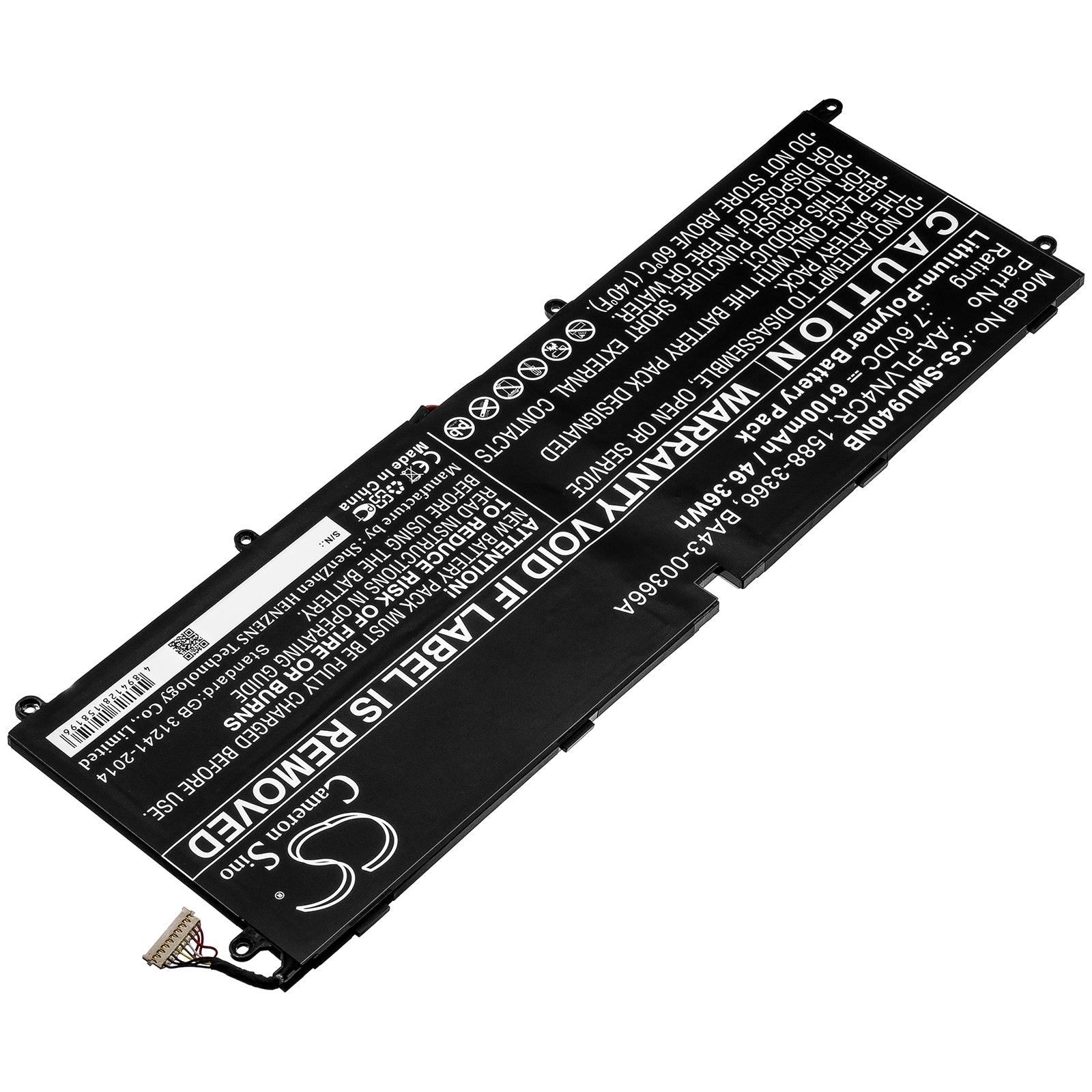 Li-Polymer Battery fits Samsung, 1588-3366, Aa-plvn4cr, Ba43-00366a 7.6V, 6100mAh Notebook & Laptop Cameron Sino Technology Limited
