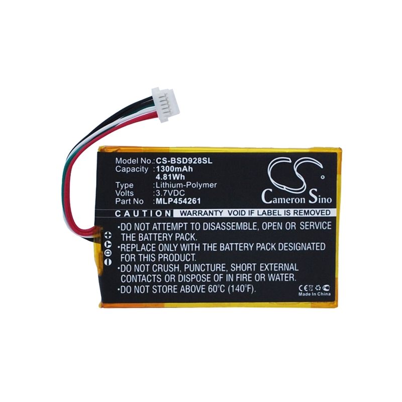 Li-Polymer Battery fits Bambook, Sd928+, Bambook 3.7V, 1300mAh E-book & E-reader Cameron Sino Technology Limited