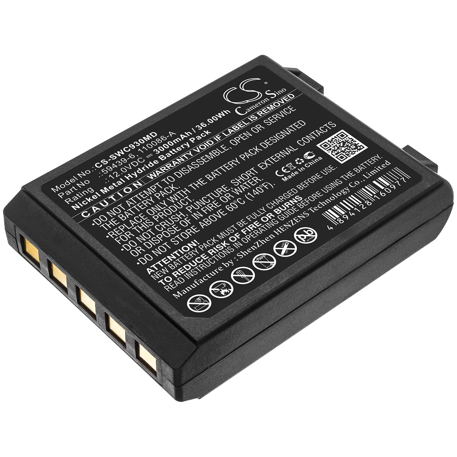 Ni-MH Battery fits Simonson-wheel, 110086-a, 59439-6 12.0V, 3000mAh Medical Cameron Sino Technology Limited