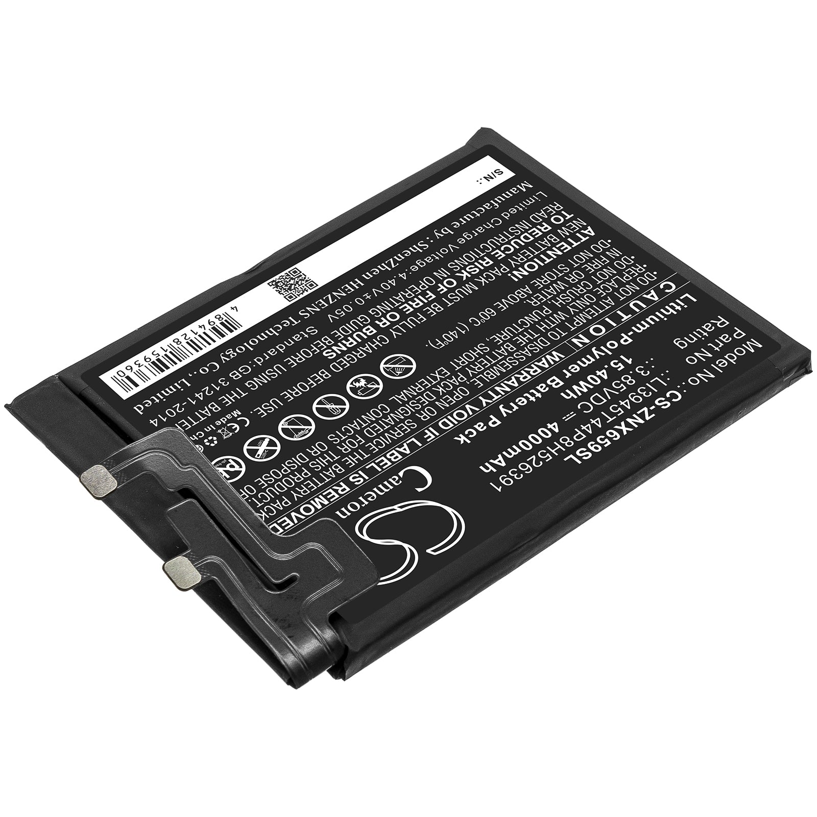 Li-Polymer Battery fits Nubia, Li3945t44p8h526391, Zte, Li3945t44p8h526391 3.85V, 4000mAh Mobile & SmartPhone Cameron Sino Technology Limited