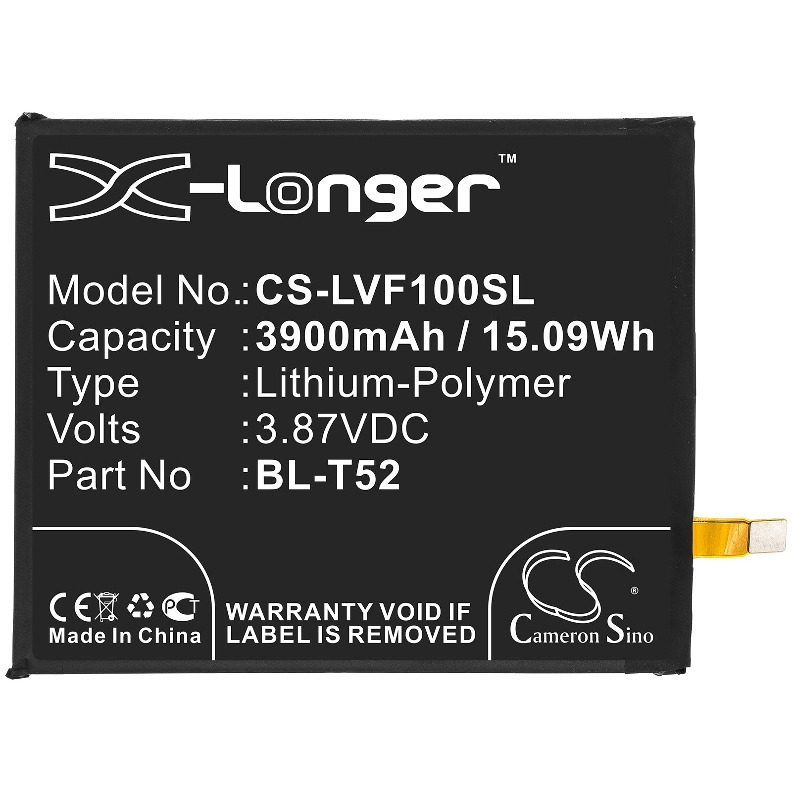 Li-Polymer Battery fits Lg, Bl-t52 3.87V, 3900mAh Mobile & SmartPhone Cameron Sino Technology Limited