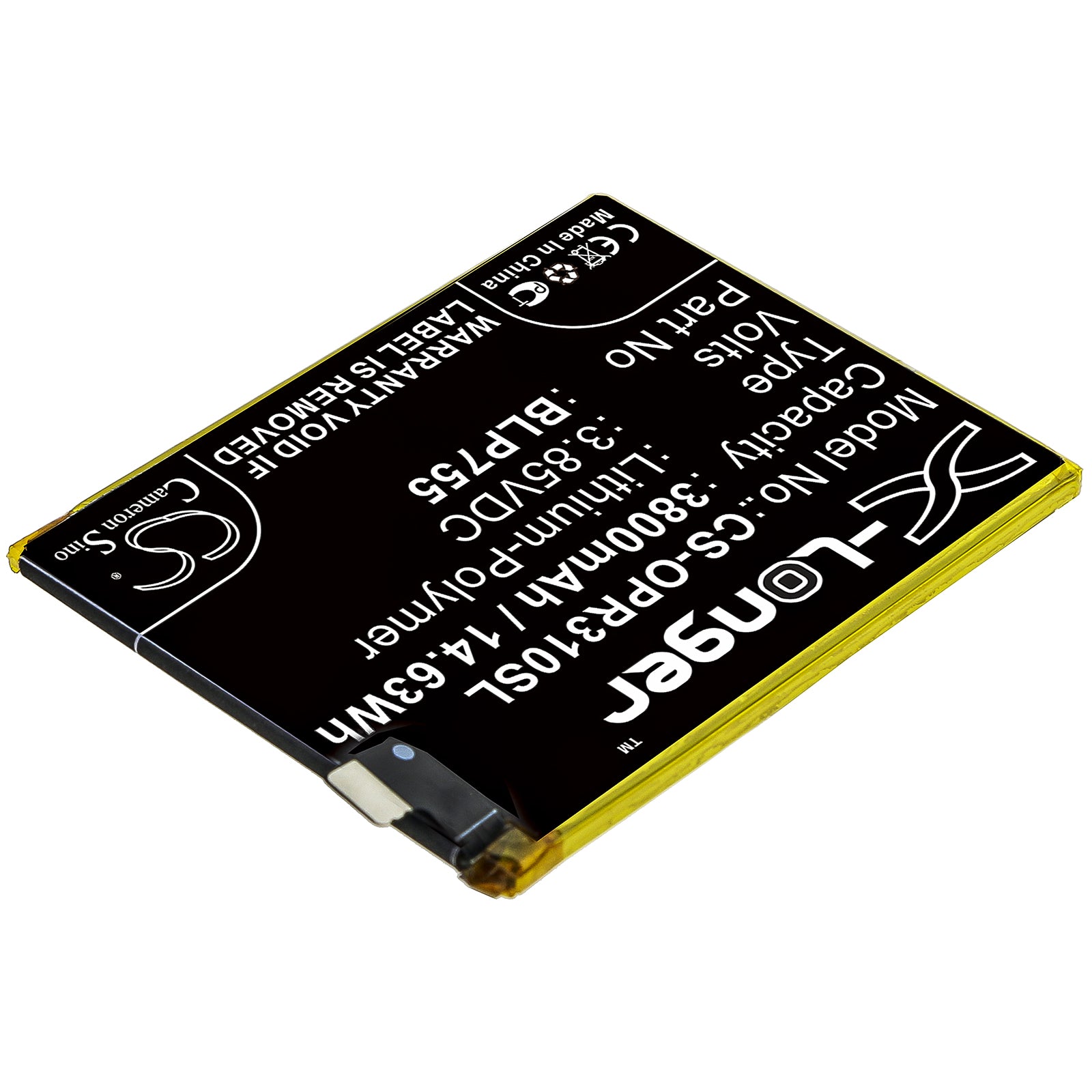 Li-Polymer Battery fits Oppo, Blp755 3.85V, 3950mAh Mobile & SmartPhone Cameron Sino Technology Limited