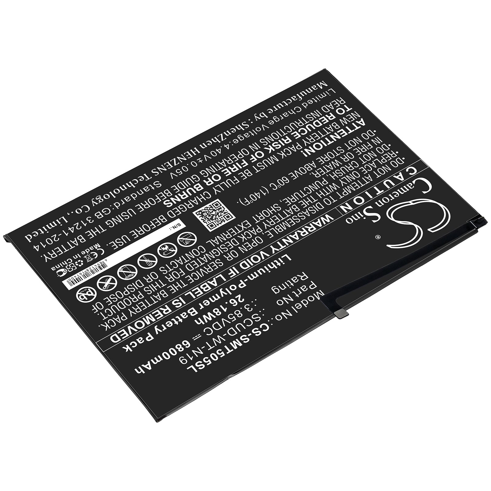 Li-Polymer Battery fits Samsung, Scud-wt-n19 3.85V, 6800mAh Tablet Cameron Sino Technology Limited