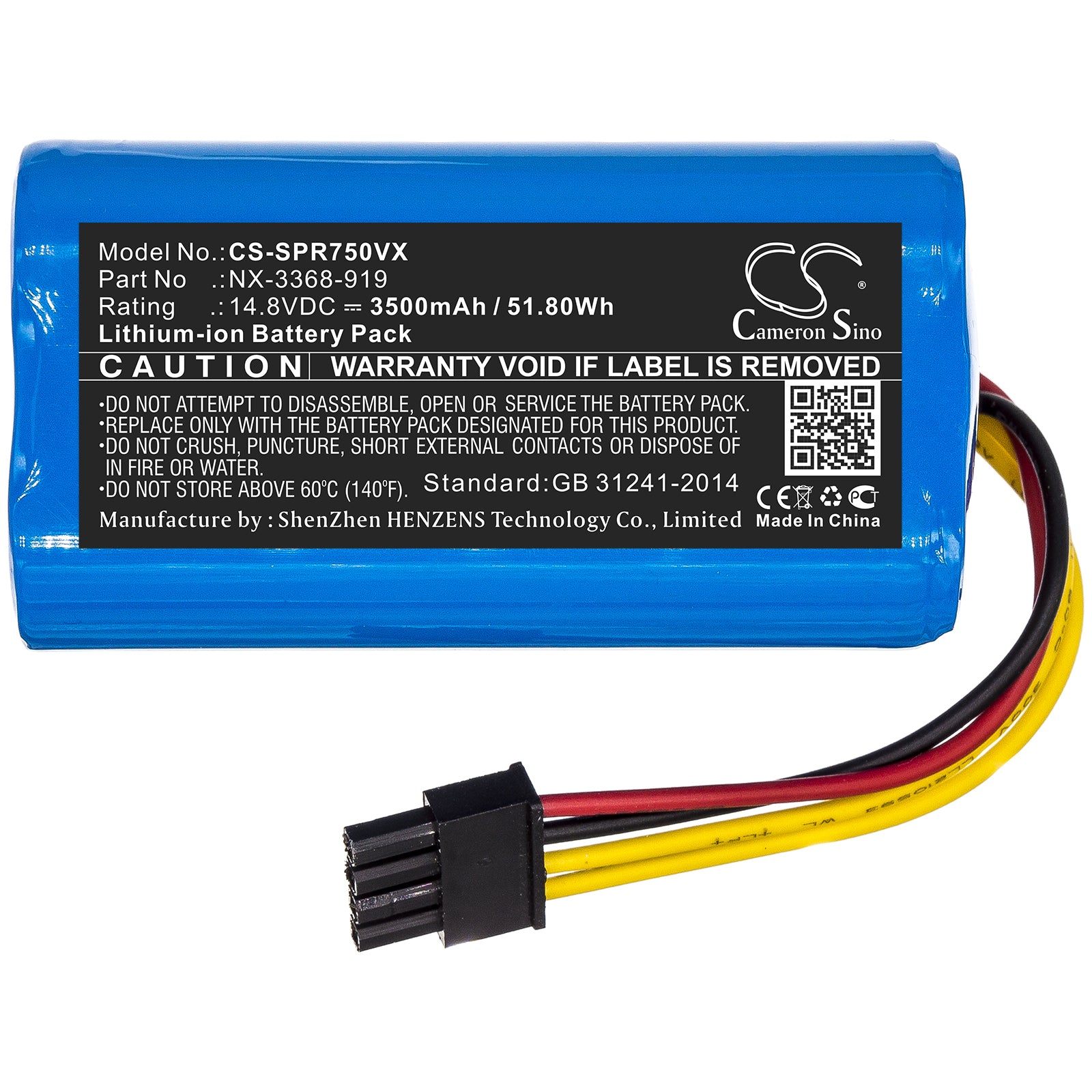 Li-ion Battery fits Sichler, Nx-3368-919 14.8V, 3500mAh Vacuum Cameron Sino Technology Limited