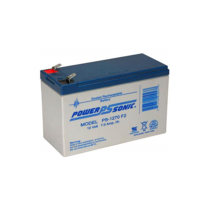 Power Sonic PS-1270 General Purpose Vrla Battery Replaces 12V 7Ah Sealed Lead Acid Batteries Power Sonic F2 (0.25" Inch Quick Disconnect Tabs)