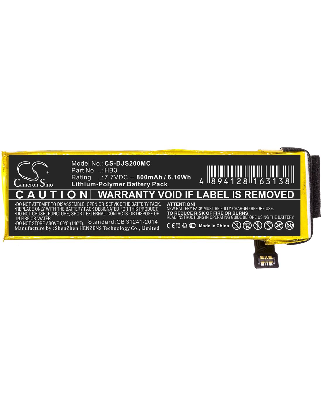 Li-Polymer Battery fits Dji, Osmo Pocket, Osmo Pocket 2 7.7V, 800mAh Camera Cameron Sino Technology Limited