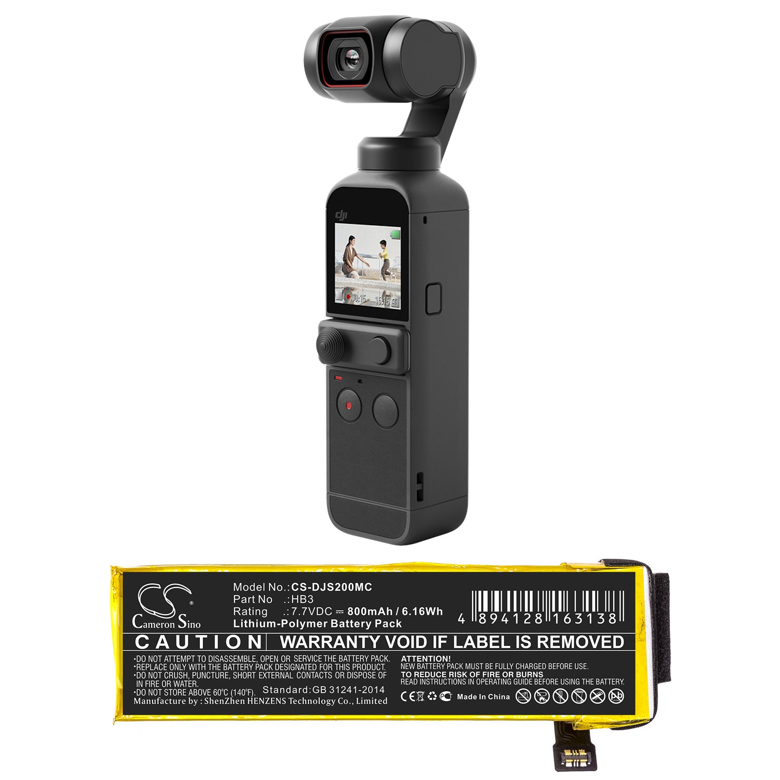 Li-Polymer Battery fits Dji, Osmo Pocket, Osmo Pocket 2 7.7V, 800mAh Camera Cameron Sino Technology Limited