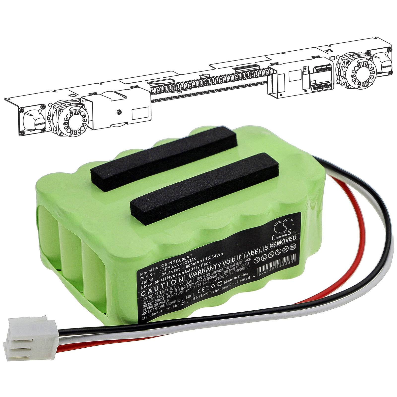 Ni-MH Battery fits Manusa, 111360177, Gp50aak22ymx 26.4V, 600mAh Automatic Doors Cameron Sino Technology Limited