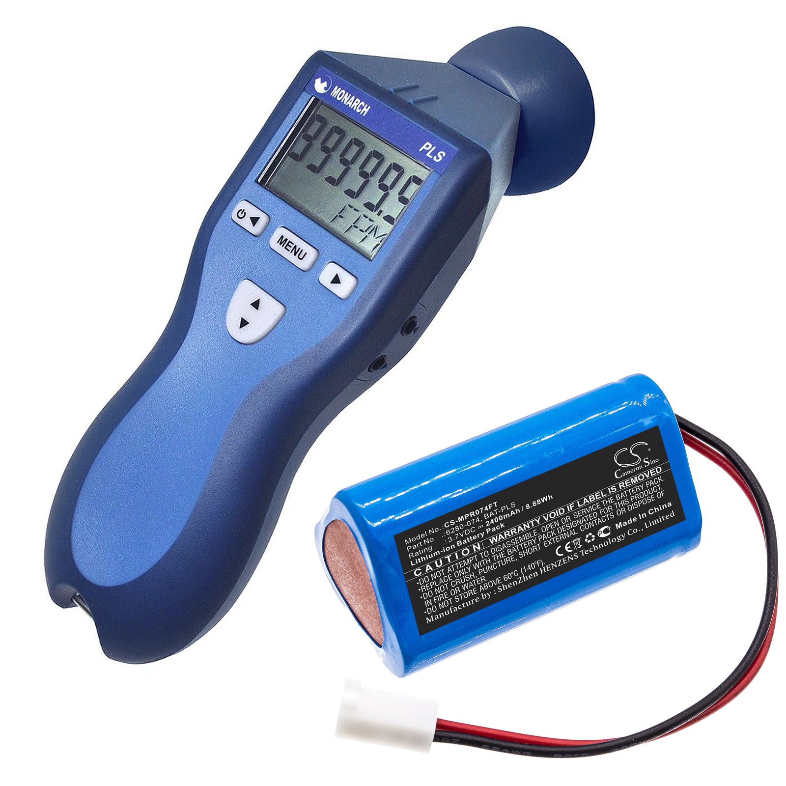 Li-ion Battery fits Monarch, Pocket Led Stroboscope 3.7V, 2400mAh Flashlight Cameron Sino Technology Limited