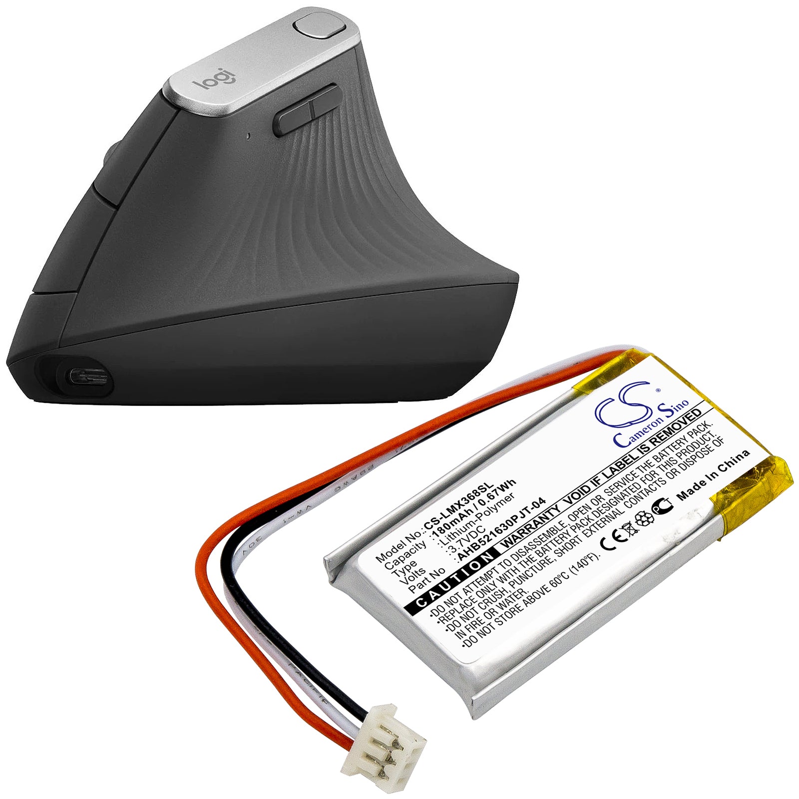 Li-Polymer Battery fits Logitech, 810-006368, M-r0074 3.7V, 180mAh Keyboard,Mouse Cameron Sino Technology Limited