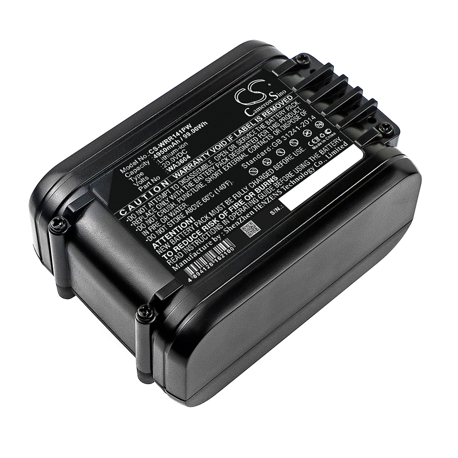 Li-ion Battery fits Worx, Wr141, Wr141e 20.0V, 4950mAh Lawn Mowers Cameron Sino Technology Limited