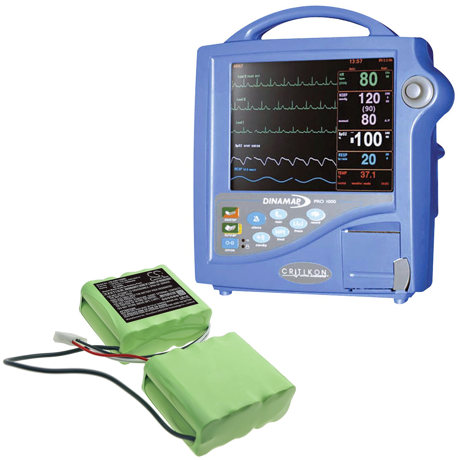 Ni-MH Battery fits Criticon, Dinamap Pro 1000 12.0V, 7200mAh Medical Cameron Sino Technology Limited