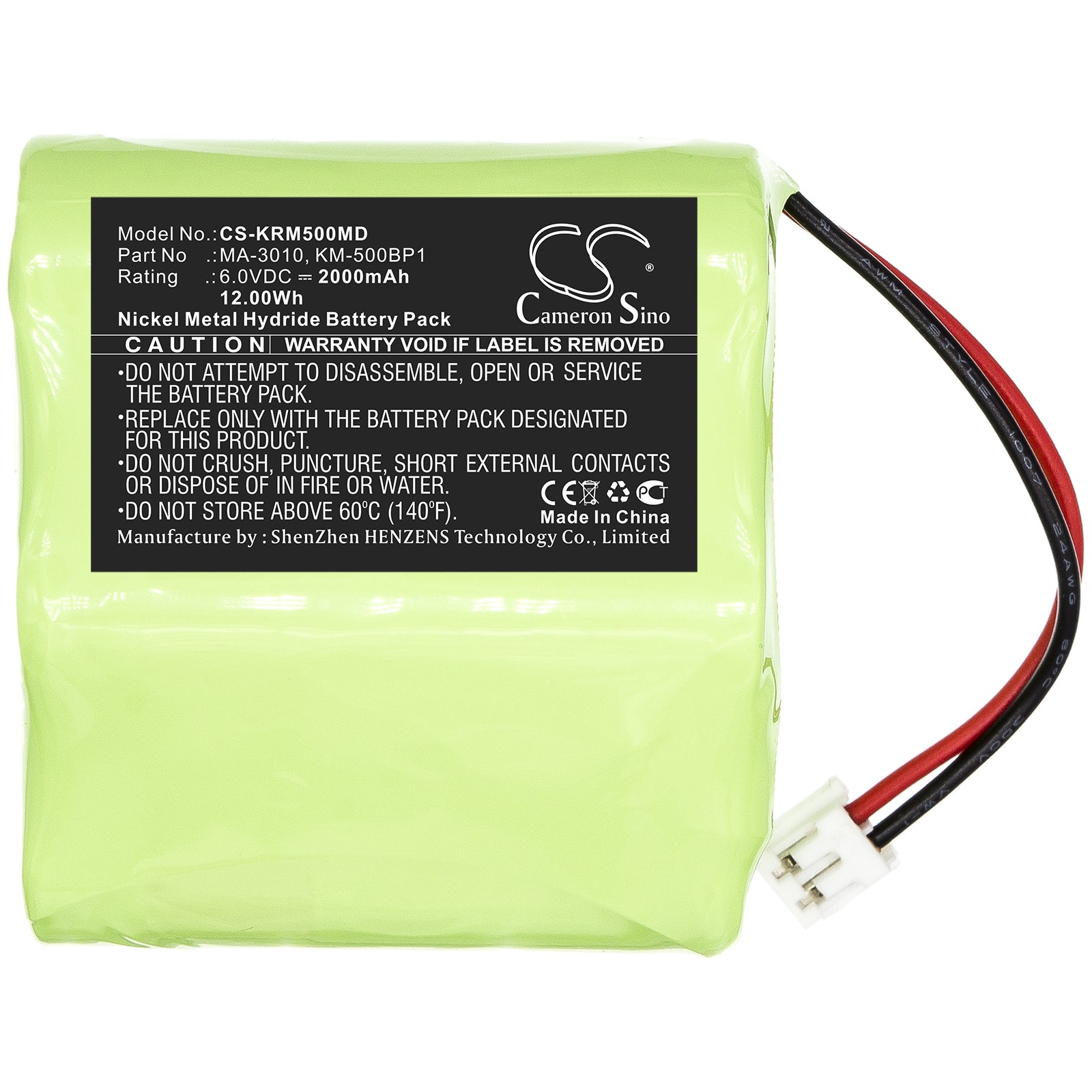 Ni-MH Battery fits Marco, Km500, Km-500 Auto Keratometer 6.0V, 2000mAh Medical Cameron Sino Technology Limited