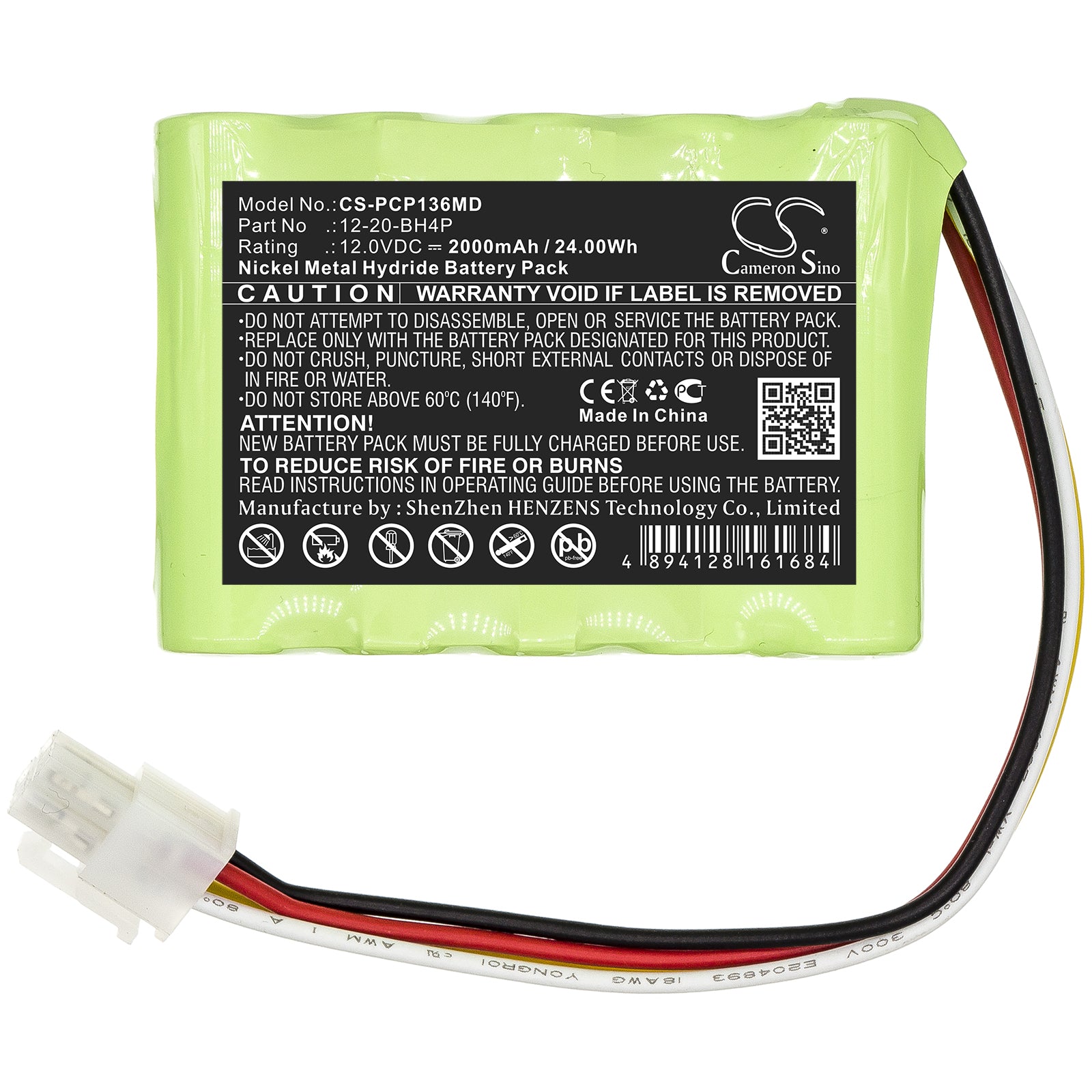 Ni-MH Battery fits Prism, Cp-136, Cp136 Ceiling Hoist Motos 12.0V, 2000mAh Medical Cameron Sino Technology Limited